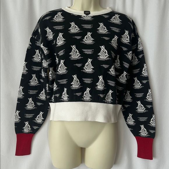 Sonia Rykiel Sweaters - Sonia Rykiel Vintage Black/White Sailboat Knit Sweater Shirt Top **Size M** 🌺🌺